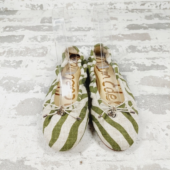 New Sam Edelman Felicia Green Zebra Linen Ballet Flats  A347 - Picture 3 of 11